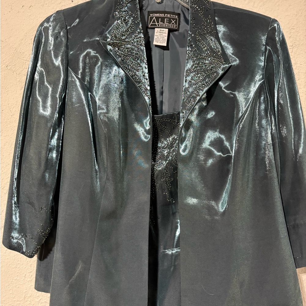 Alex Evenings Shimmering Teal Ensemble - Picture 2 of 13